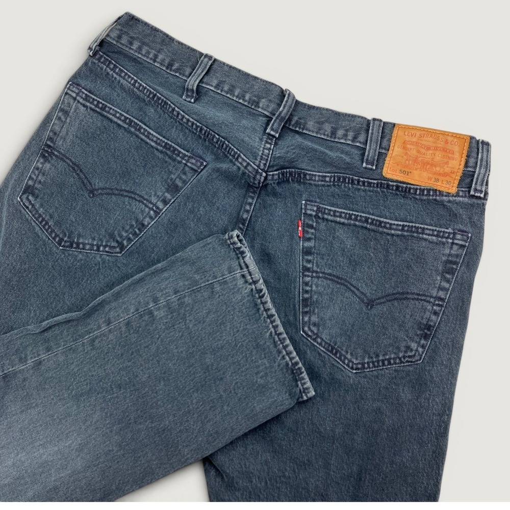 Levi 501 Mens 38x30 (Fit 35x29) Jeans Dark Grey Faded Black Button Fly Premium